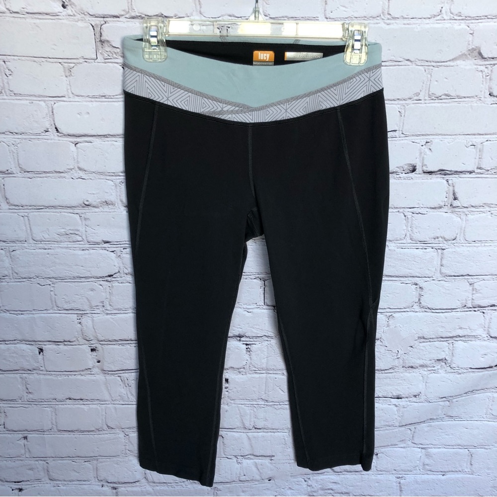 Lucy Powermax Hatha Collection Black Capri Crop Leggings Size Medium
